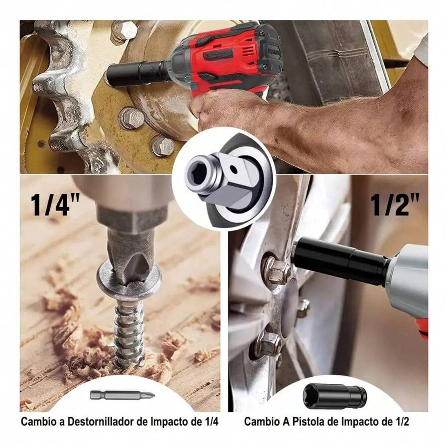 Llave de Impacto Inalámbrica 21V + Taladro Eléctrico 2 en 1