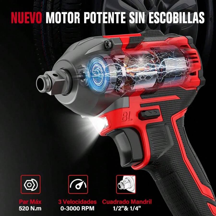 Llave de Impacto Inalámbrica 21V + Taladro Eléctrico 2 en 1