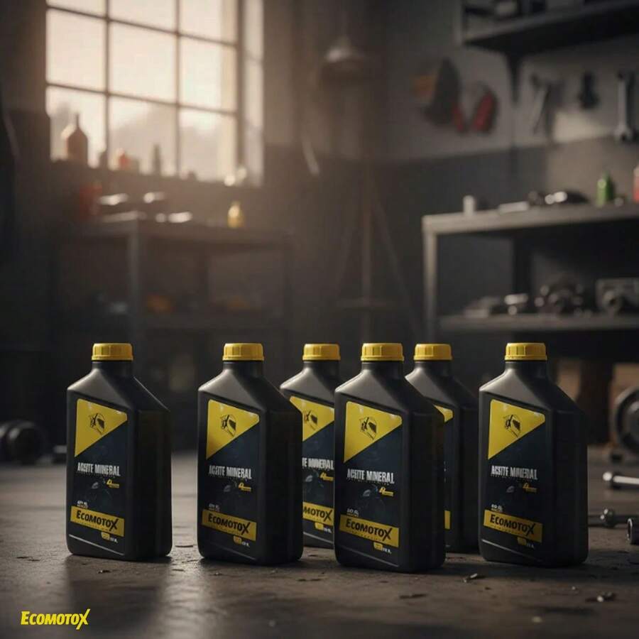 Paquete 6 Aceites Minerales 20W50 API SL 4 Tiempos Ecomotox – Protección y rendimiento confiable