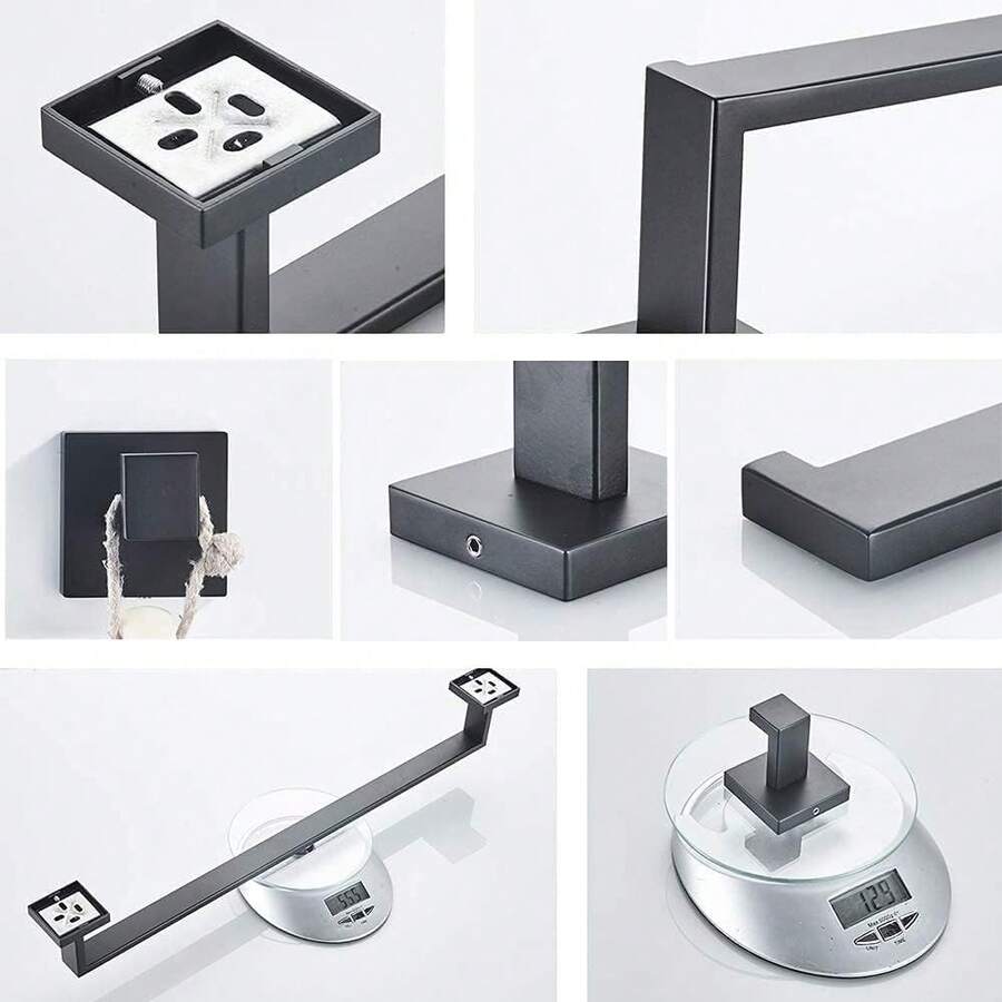 Mcmxtap Negro Juego de 4 Accesorios de baño Barra de Toallas de Acero Inoxidable