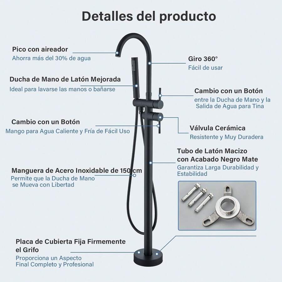 Grifo de Pie Independiente para Bañera