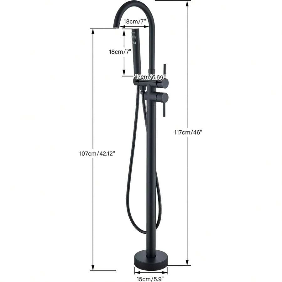 Mcmxtap Grifo de Pie Independiente para Bañera Negro Mate/Cromado/Níquel