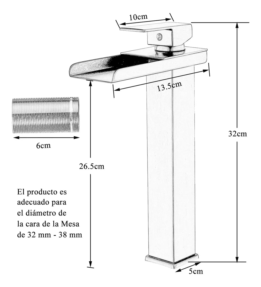 Mcmxtap Cromo Monomando para Lavabo