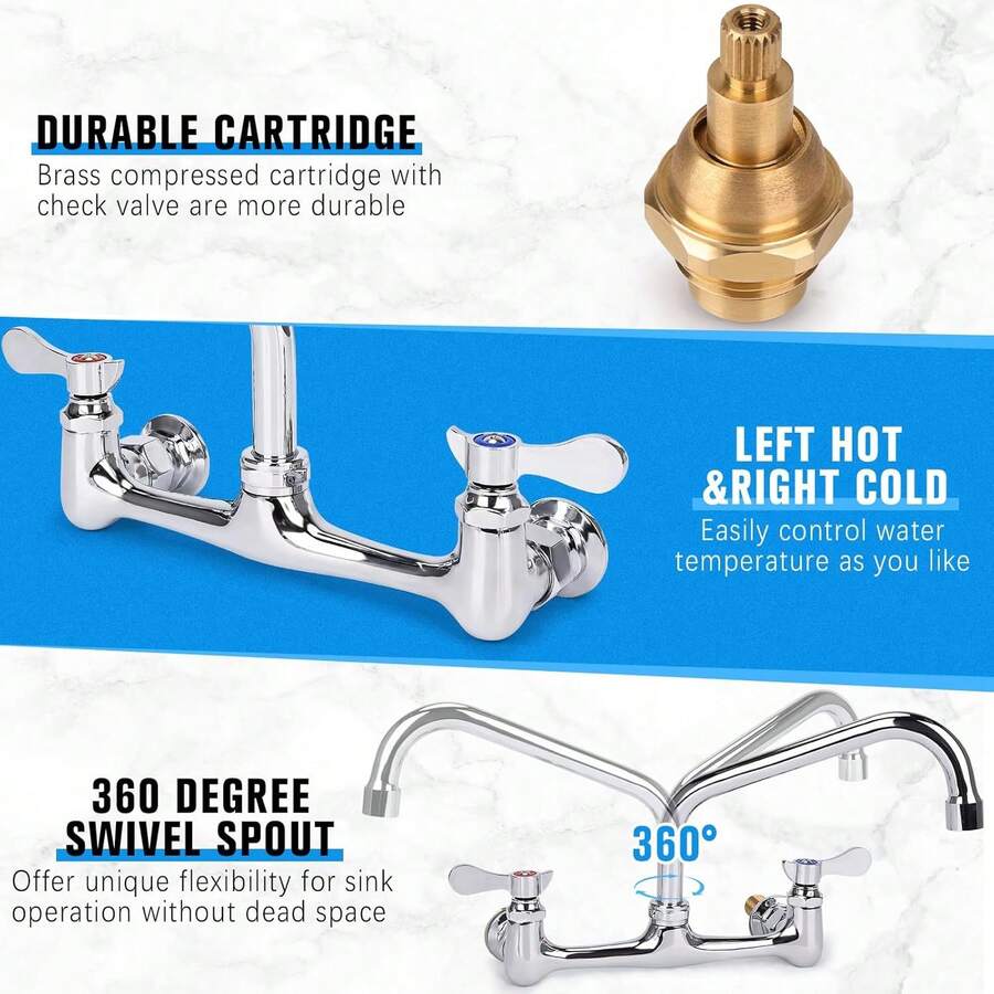 Mcmxtap Cromo Grifo de cocina de montaje en pared