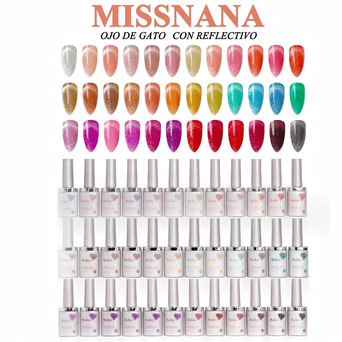 Set de Gel para Uñas Ojo de Gato MissNana, 36 Colores