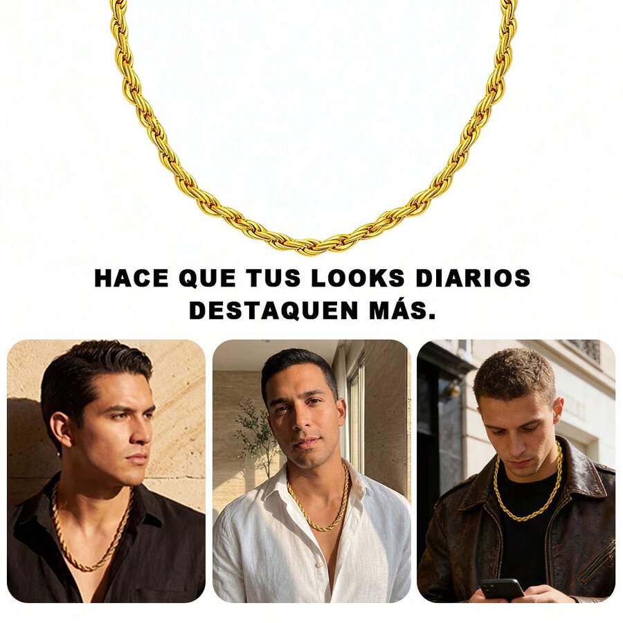 Cadena Trenzada para Hombre Golden