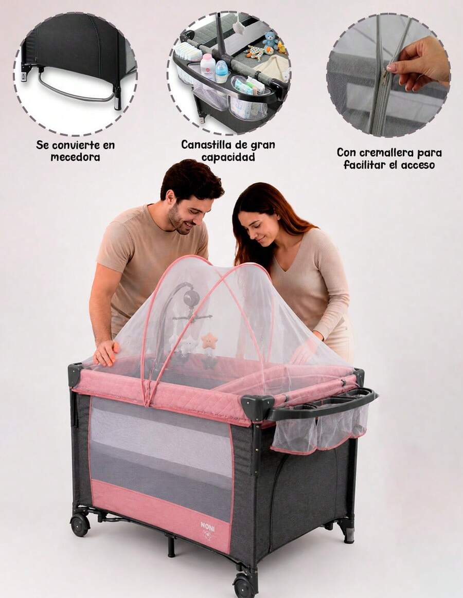 Cuna Corral 4 En 1 Con Mosquitero Y Cambiador