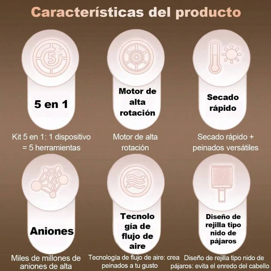 Cepillo Secador de Pelo 5 en 1