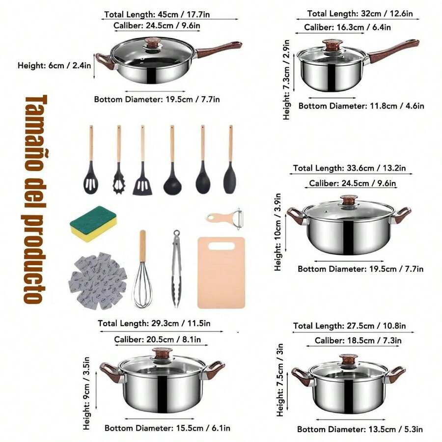 Juego De Utensilios De Cocina De Acero Inoxidable
