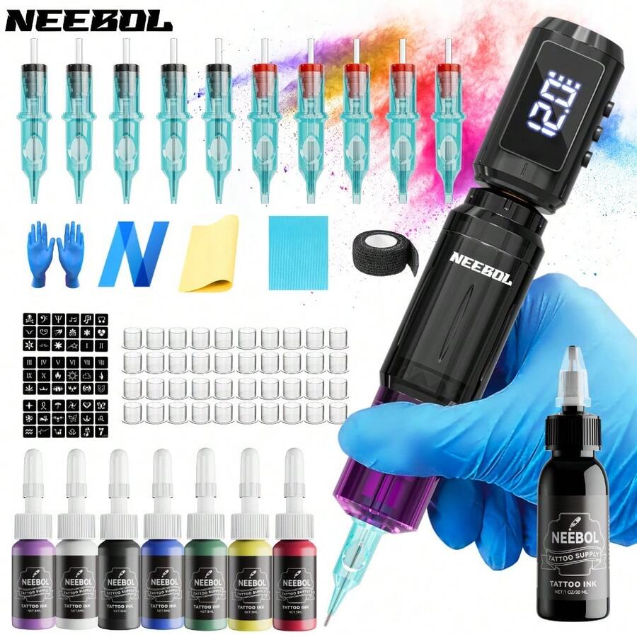 Máquina de Tatuaje  Kit Completo Inalámbrico 1500mAh