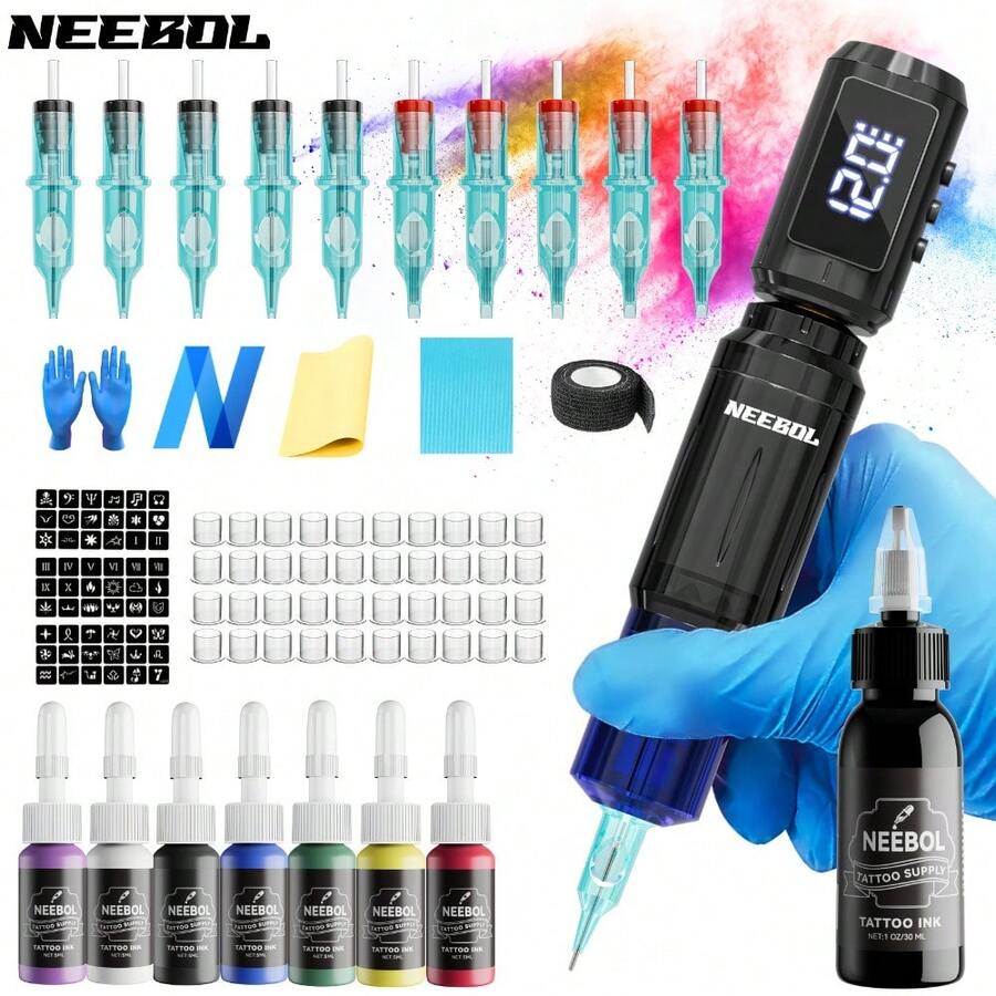 Máquina de Tatuaje  Kit Completo Inalámbrico 1500mAh