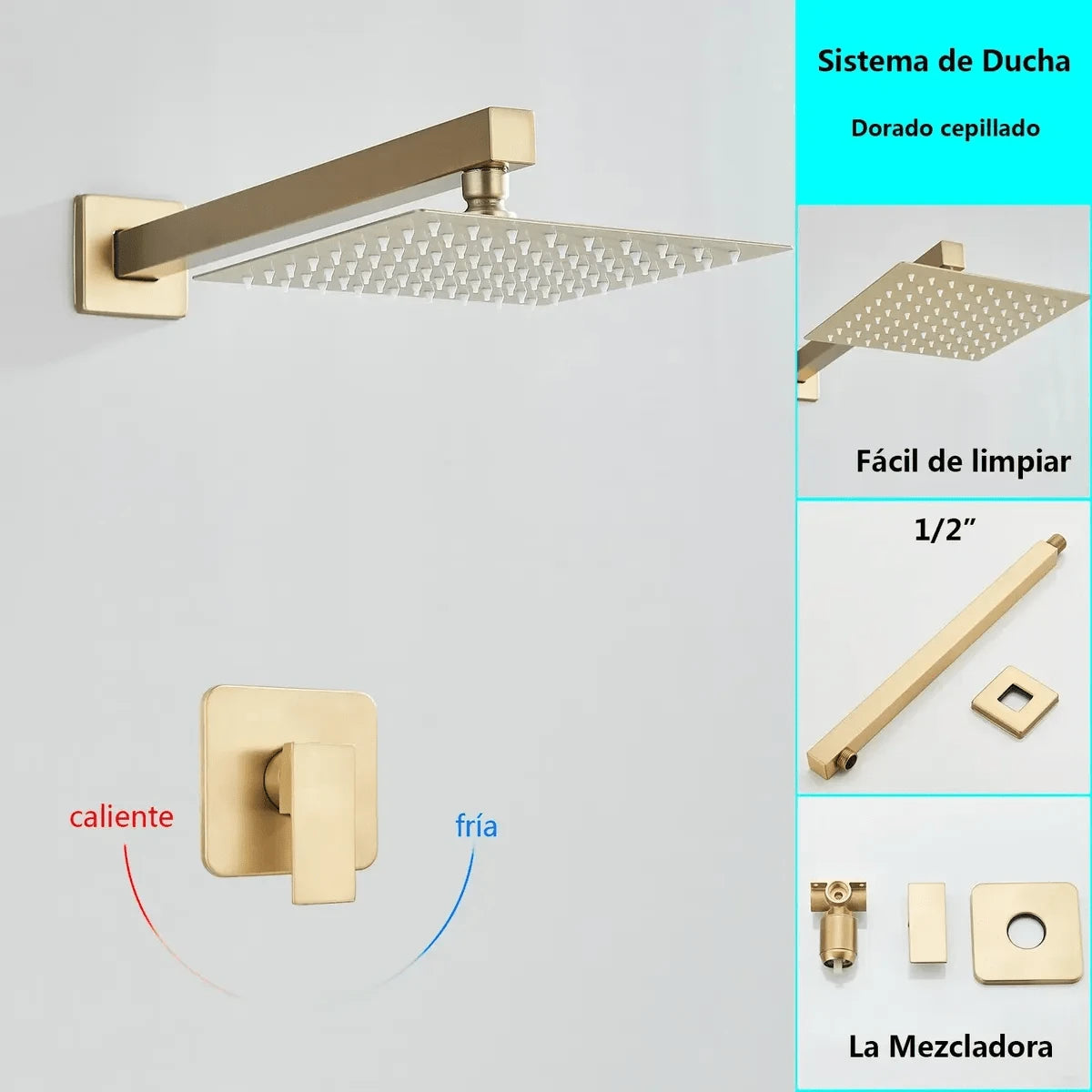 Mcmxtap  Kit Regadera Cuadrada 10 Pulgadas Tipo Lluvia Lujo