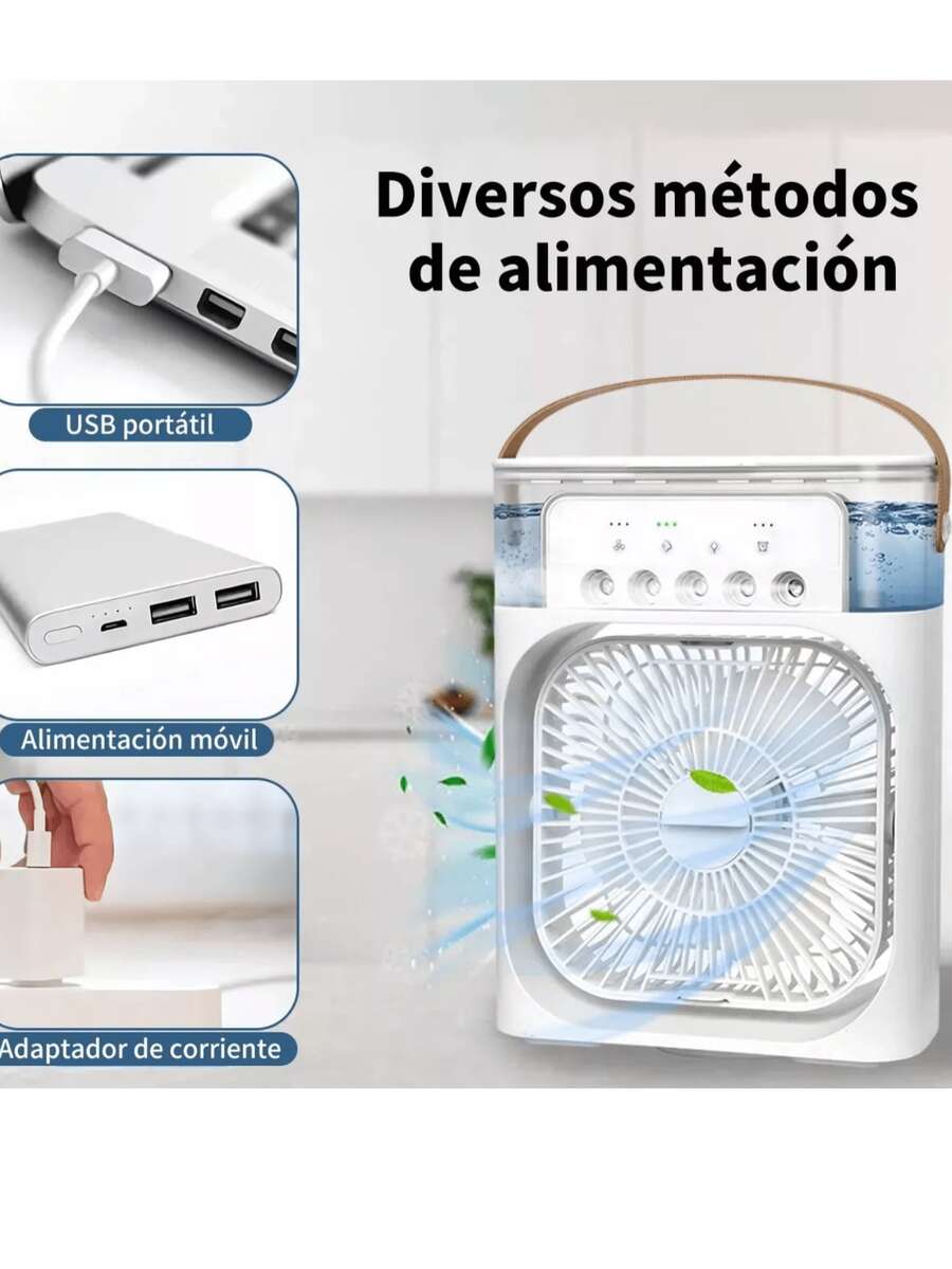Mini Aire Acondicionado Portátil y Humidificador de Escritorio 3 en 1