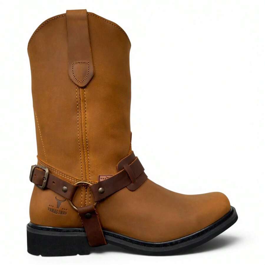 Bota Vaquera Uso Rudo De Argolla Piel Estilo Choper O Campo