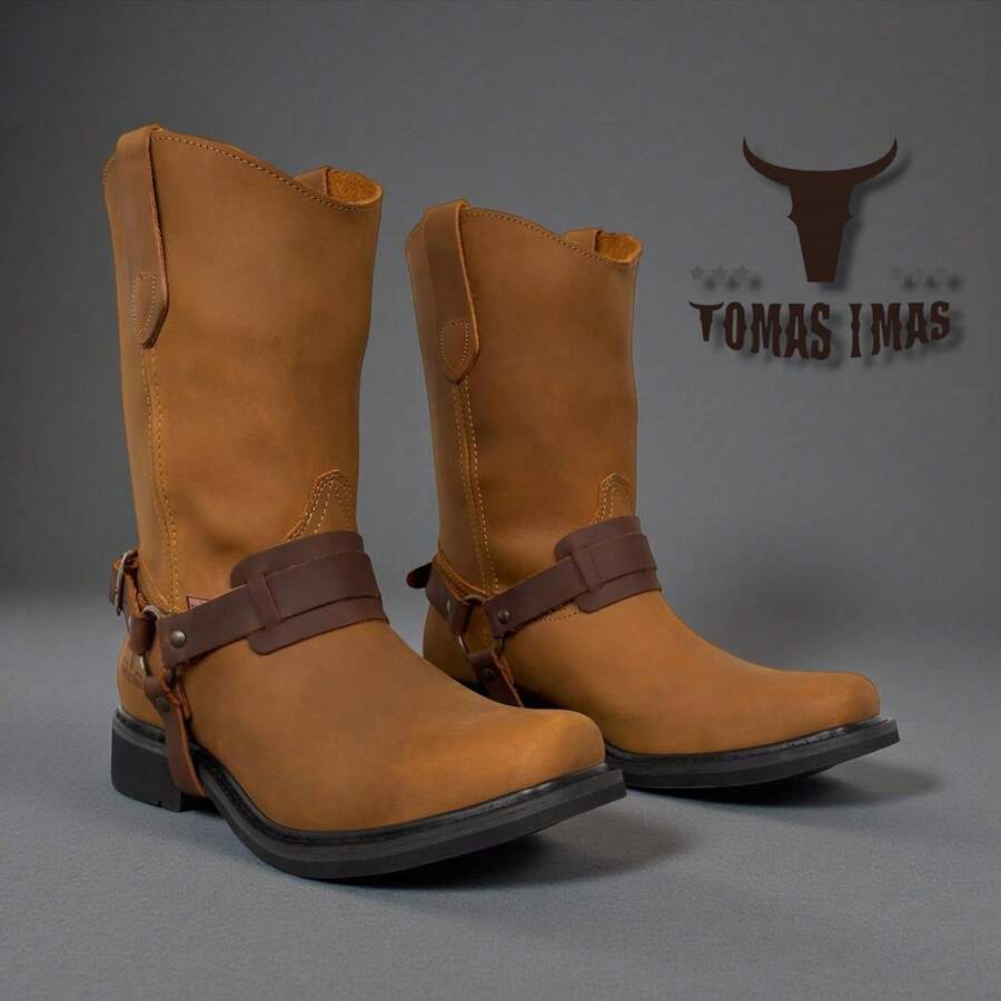 Bota Vaquera Uso Rudo De Argolla Piel Estilo Choper O Campo