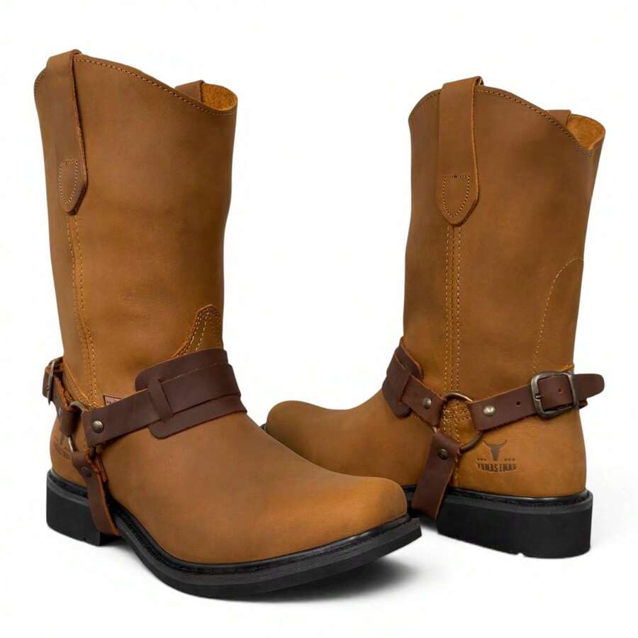 Bota Vaquera Uso Rudo De Argolla Piel Estilo Choper O Campo