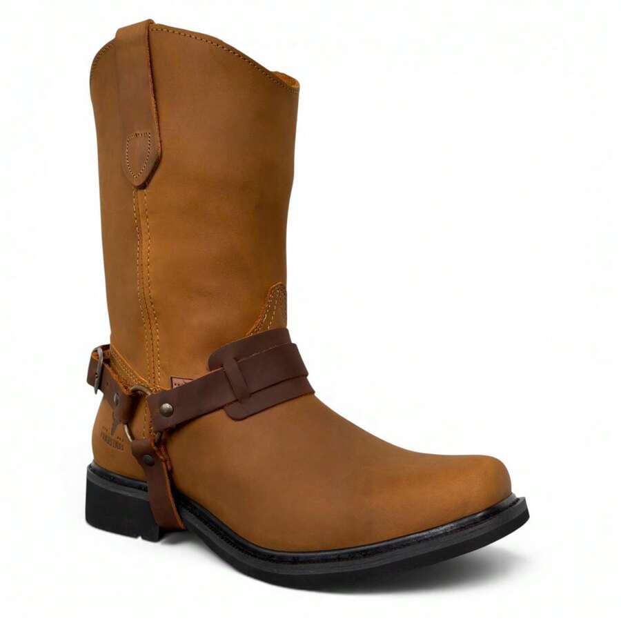 Bota Vaquera Uso Rudo De Argolla Piel Estilo Choper O Campo