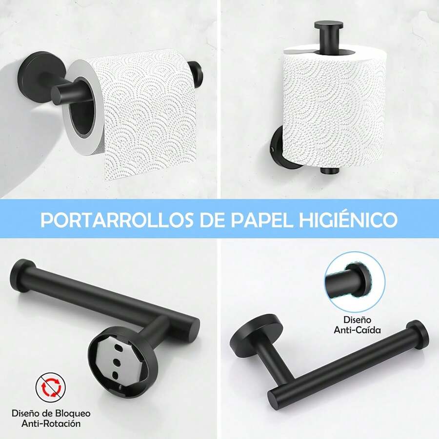 Mcmxtap Negro Juego de 4 Accesorios de baño Barra de Toallas de Acero Inoxidable