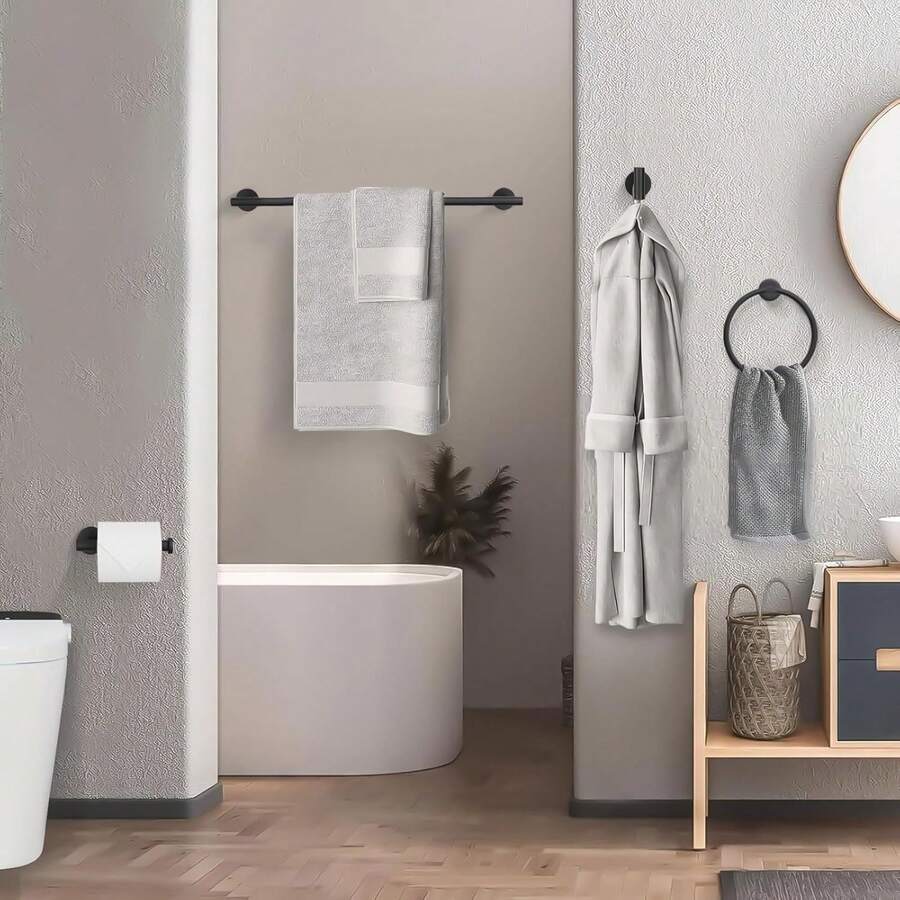 Mcmxtap Negro Juego de 4 Accesorios de baño Barra de Toallas de Acero Inoxidable
