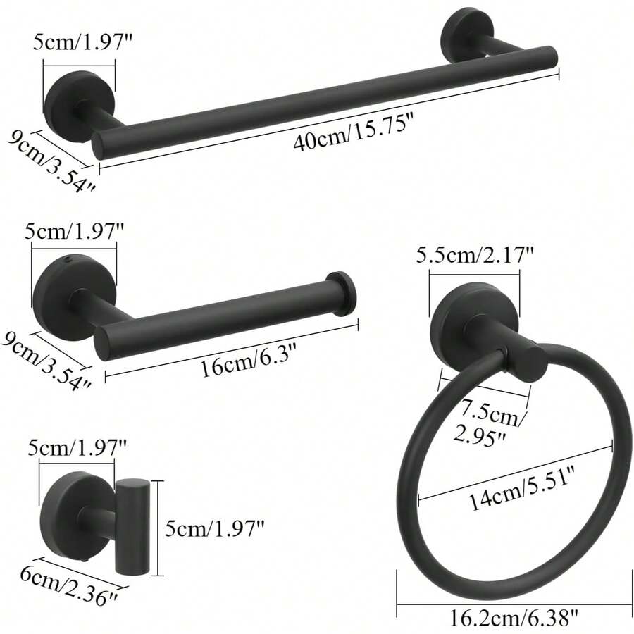 Mcmxtap Negro Juego de 4 Accesorios de baño Barra de Toallas de Acero Inoxidable