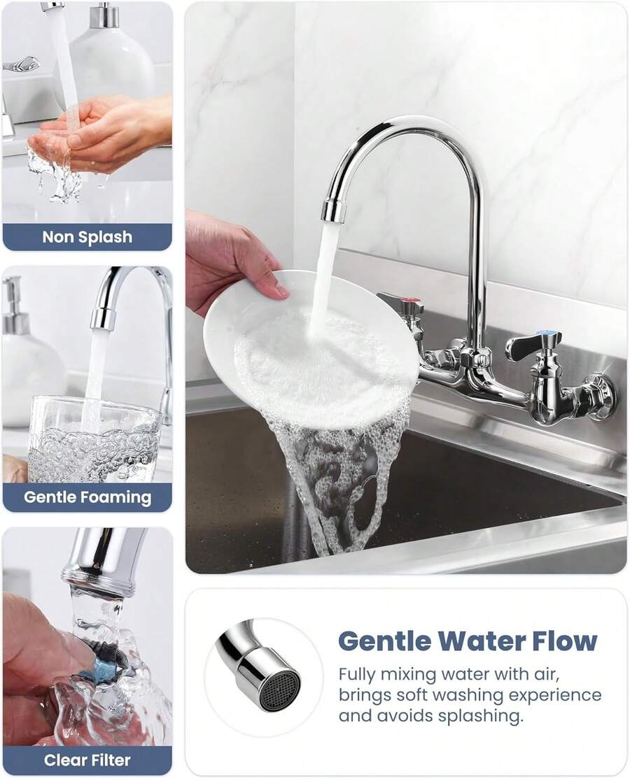 Grifo comercial para fregadero con caño giratorio tipo cuello de cisne