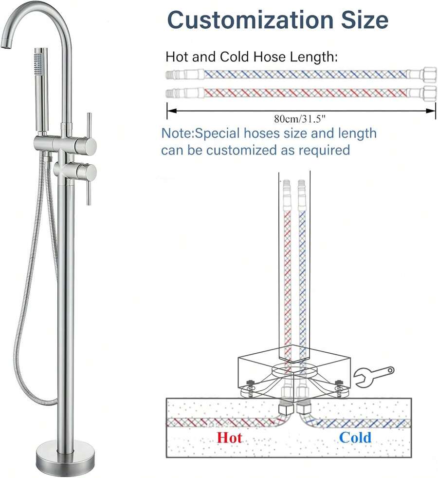 Mcmxtap Grifo de Pie Independiente para Bañera Negro Mate/Cromado/Níquel