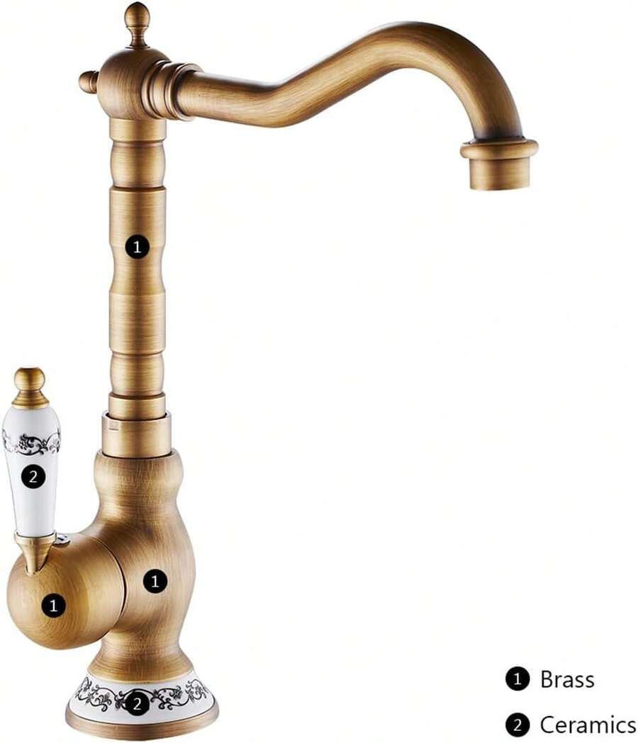 Grifo de baño de latón antiguo Grifo de baño monomando