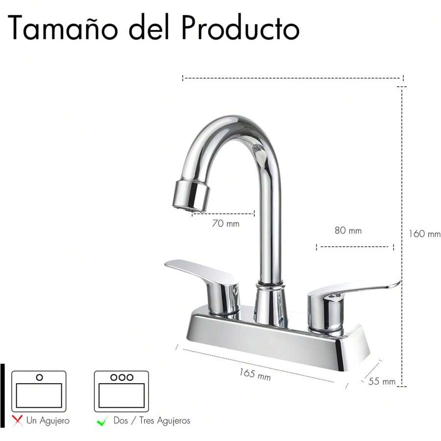 Grifos de baño, Grifo Negro para Lavabo de 2 Orificios