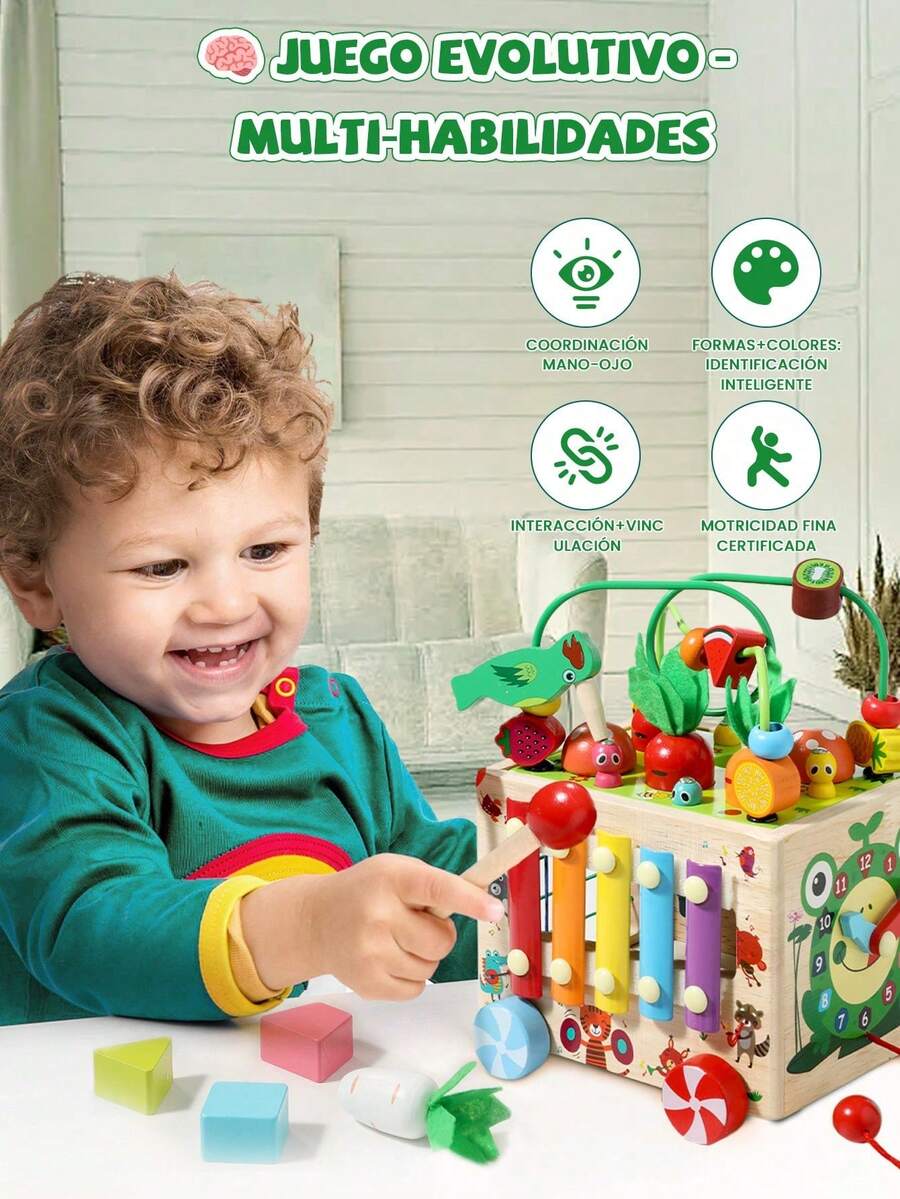 Juguete educativo Montessori multifuncional de madera para bebés