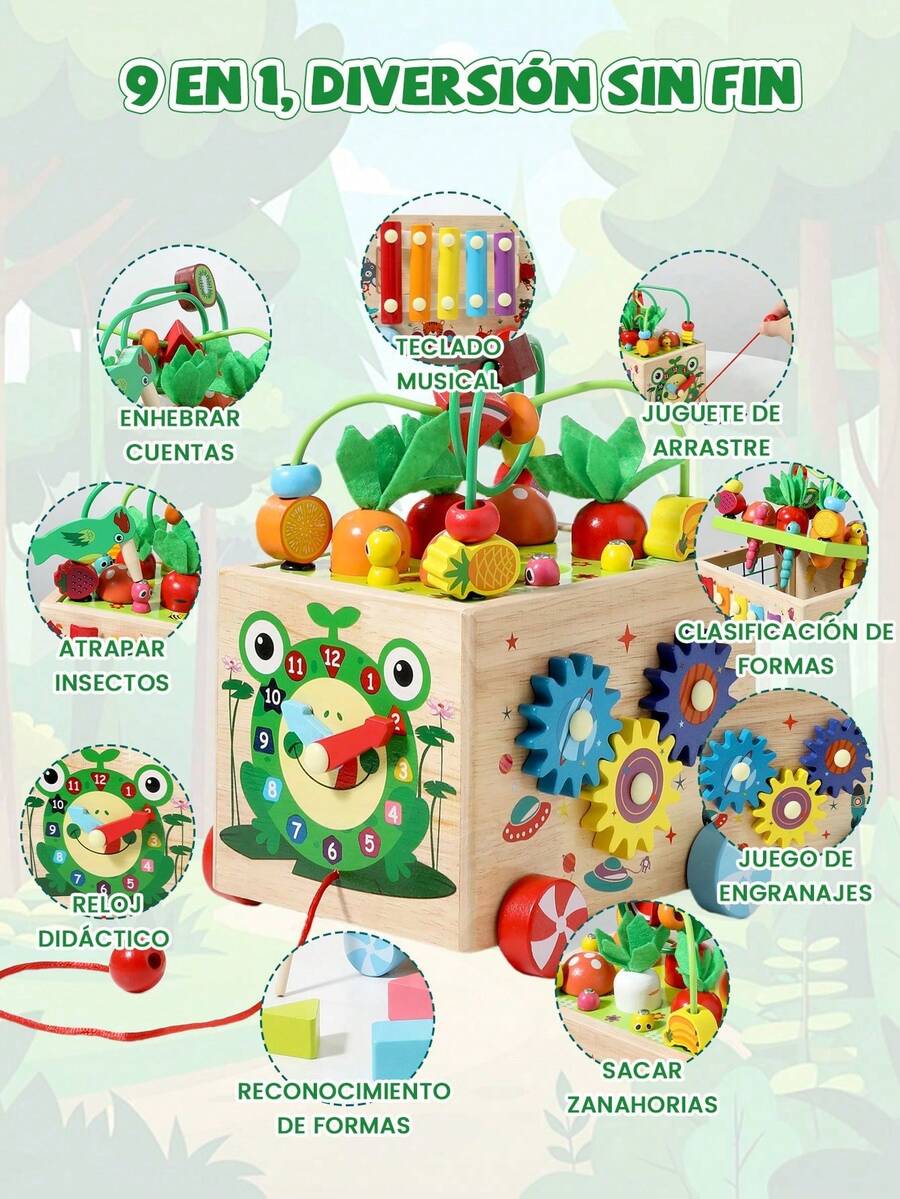 Juguete educativo Montessori multifuncional de madera para bebés
