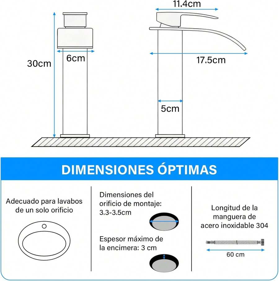 Grifo de baño cromado para lavabo