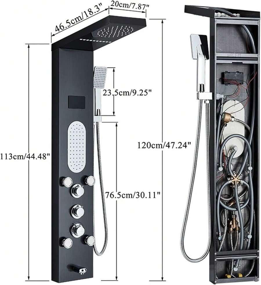 Mcmxtap Panel de Ducha LED Sistema de Torre Lluvia Cascada Masaje