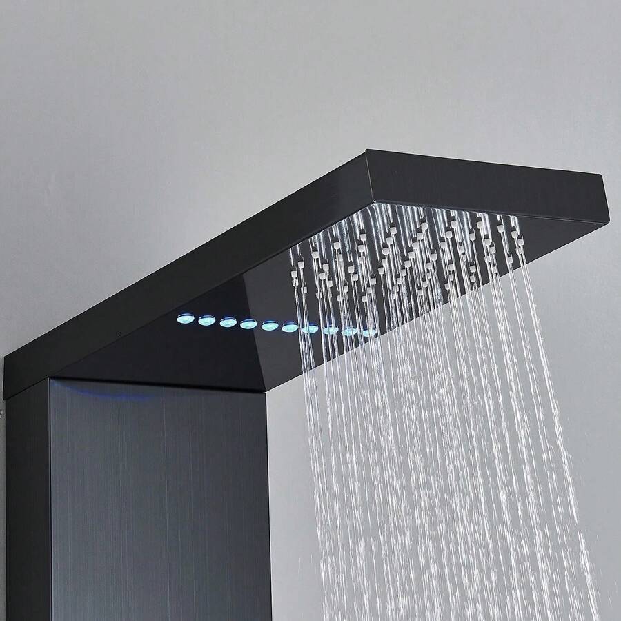 Mcmxtap Panel de Ducha LED Sistema de Torre Lluvia Cascada Masaje