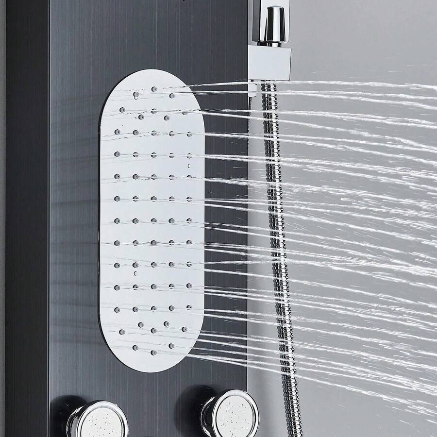 Mcmxtap Panel de Ducha LED Sistema de Torre Lluvia Cascada Masaje