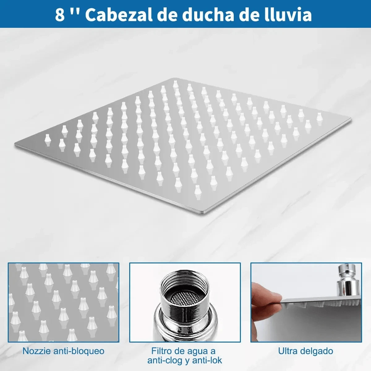 Mcmxtap  Kit Regadera Cuadrada 10 Pulgadas Tipo Lluvia Lujo