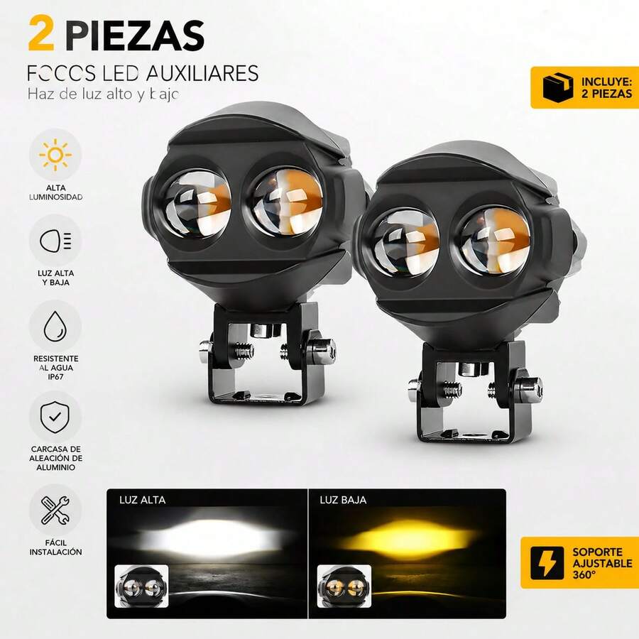 Faros Auxiliares de LED de aleación de aluminio para motocicleta