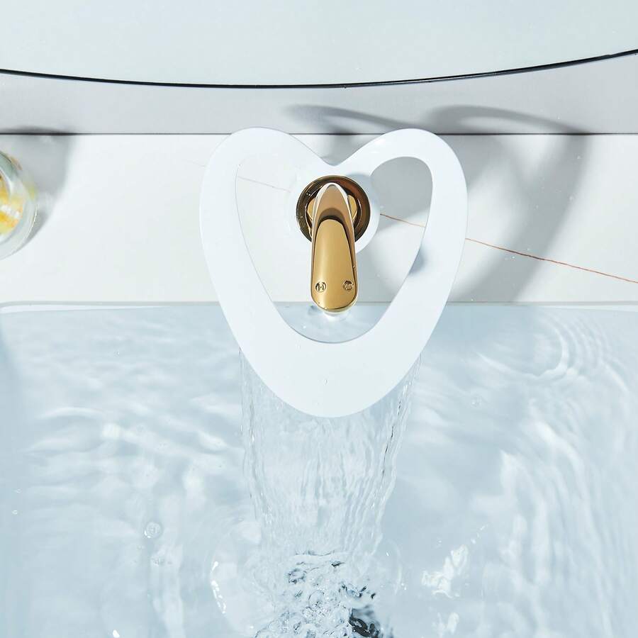 llave para lavabo baño de un solo orificio en oro cepillado/blanco