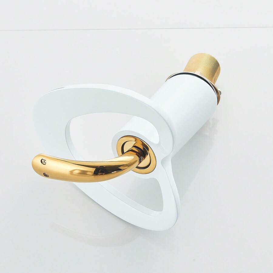 llave para lavabo baño de un solo orificio en oro cepillado/blanco