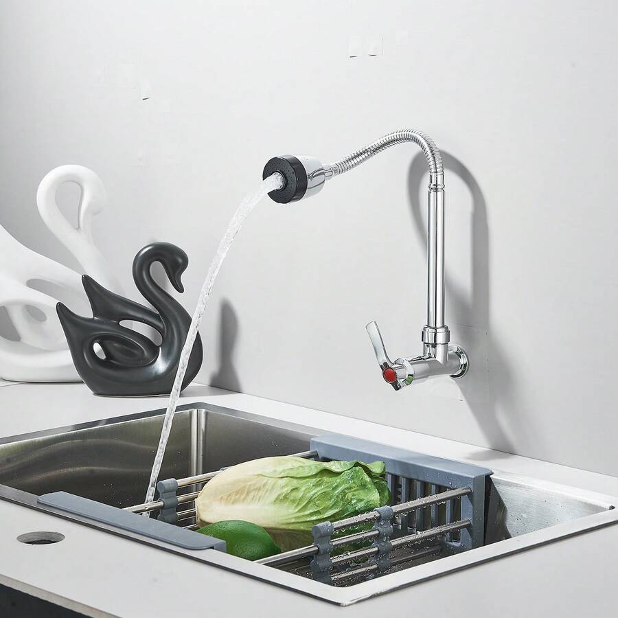 Grifo comercial para fregadero con caño giratorio tipo cuello de cisne