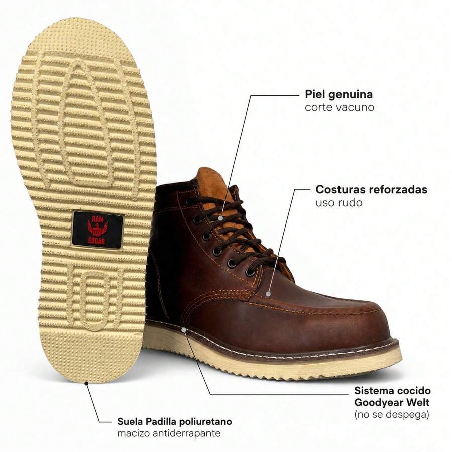 Bota De Trabajo En Piel Cosido Welt Suela Padilla Uso Rudo