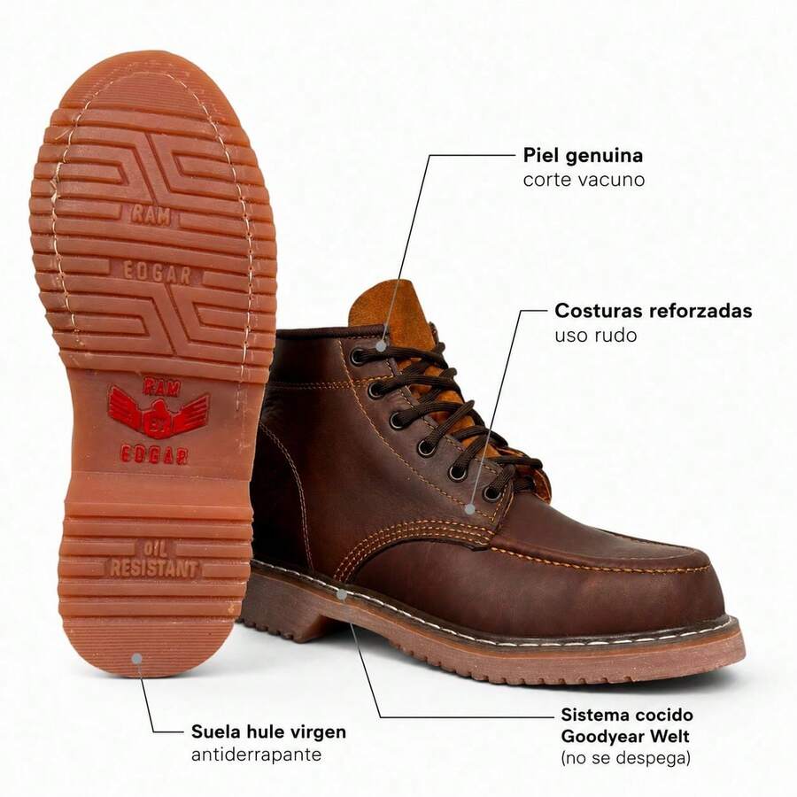 Bota De Trabajo Para Caballero 100% Piel Marca Edgar