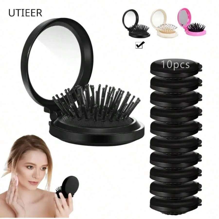 10pcs Espejos De Bolsillo Para Maquillaje Portátil Con Peine