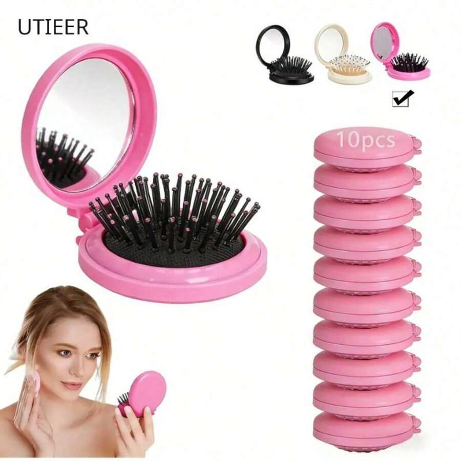 10pcs Espejos De Bolsillo Para Maquillaje Portátil Con Peine