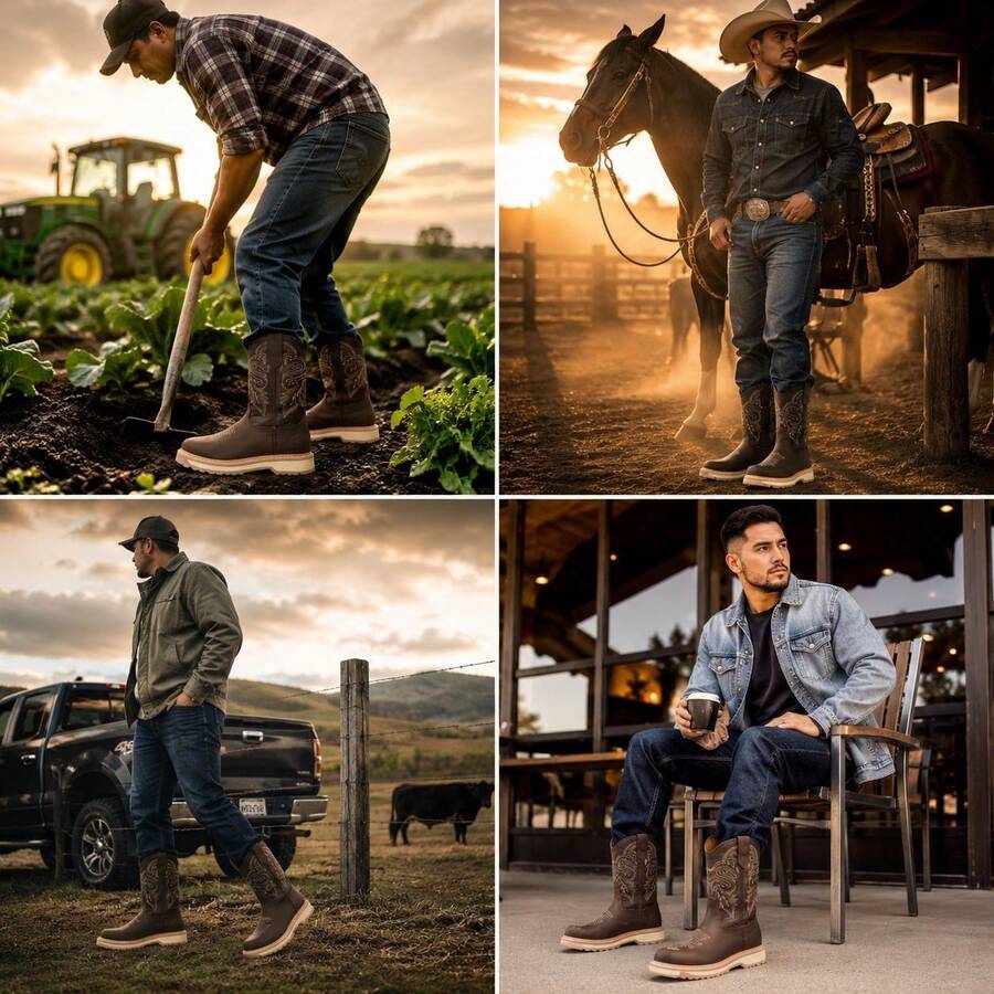 BOTA TRABAJO ESTILO DE RODEO SIN CASCO