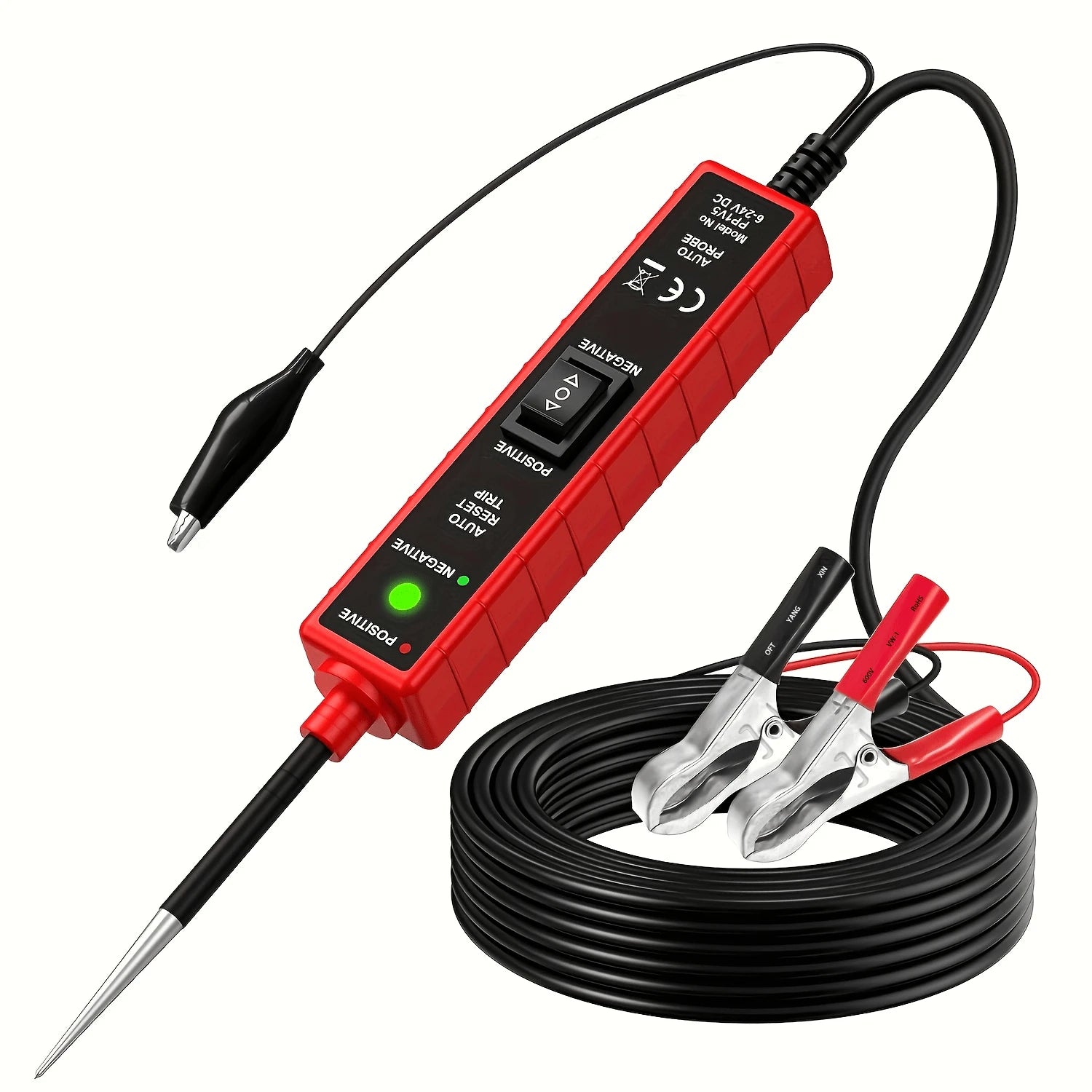 Probador digital de circuitos eléctricos para auto de 6-24V CC
