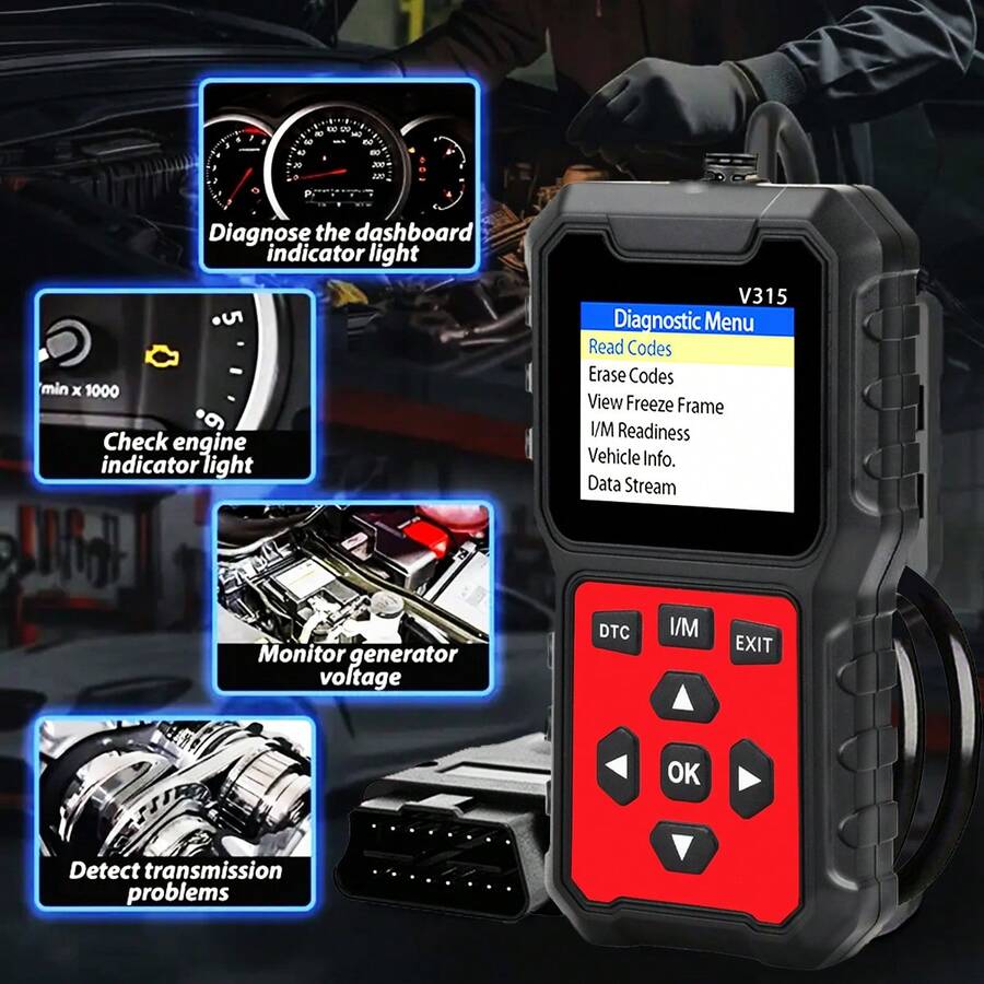 V315 Escáner OBD2 sin batería, probador de voltaje automático