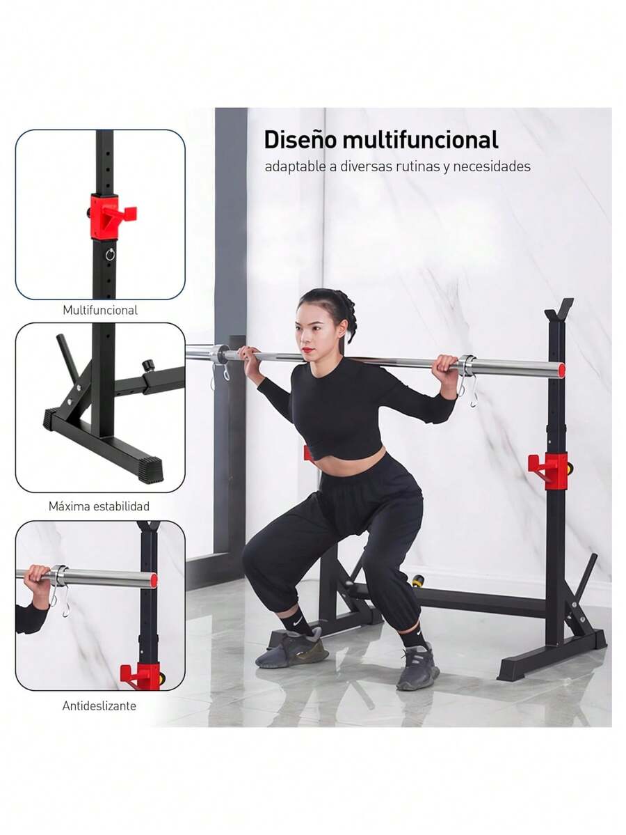 Rack para Sentadillas Ajustable, Soporte para Pesas