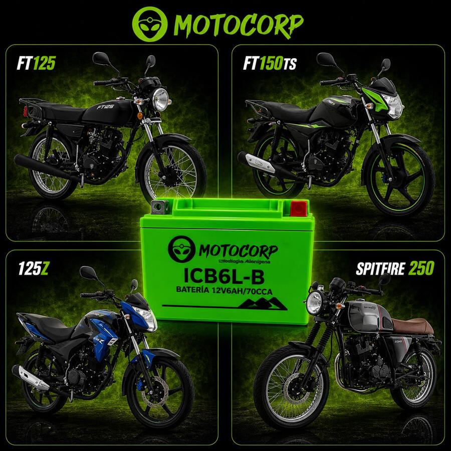 Batería de Gel Motocorp MF-FA ICB6L-B Compatible con FT125 / FT150 / FT125z – Arranque potente y energía confiable