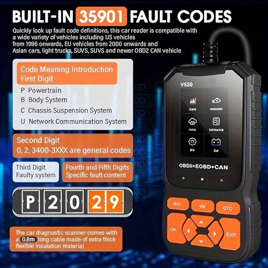 Escáner de diagnóstico OBD2 V520 2026