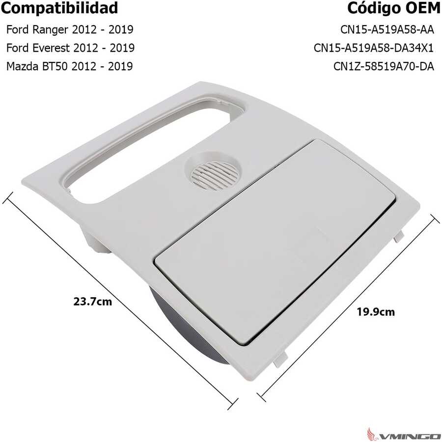 Consola Interior Porta Lentes F o r d   R a n g e r  2012-2019 Gris